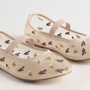 Torrid Floral Embroidered Flats - Cream and Purple